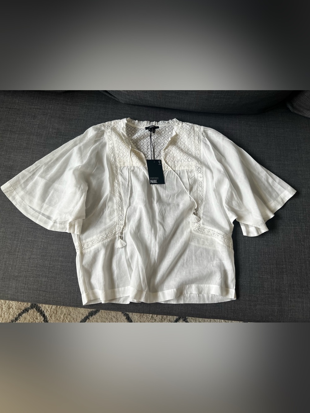 NWT PAIGE White Embroidered Peasant Blouse size S